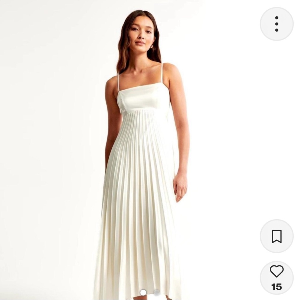 Abercrombie & Fitch Cream Pleated Midi Sundress
